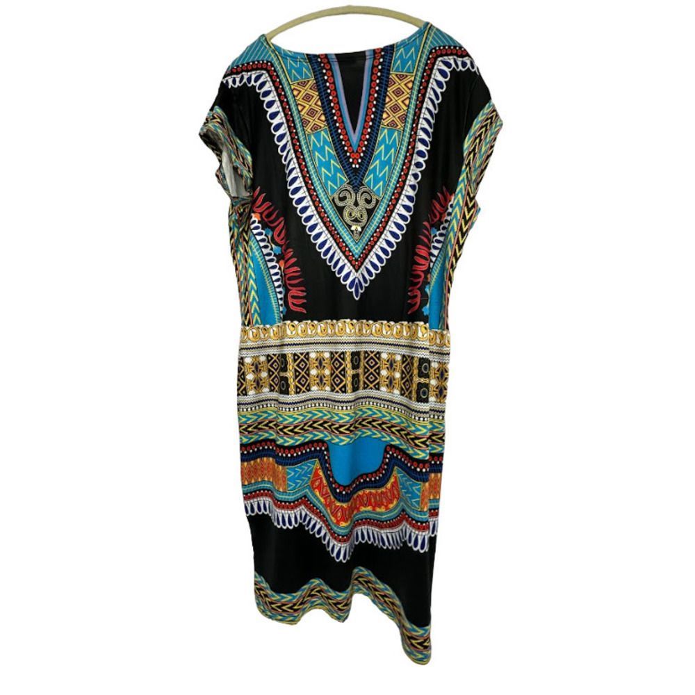 Jessica Taylor NYC Womens Notch Neck Short Sleeves Multicolor Top Size 1X - Picture 3 of 4